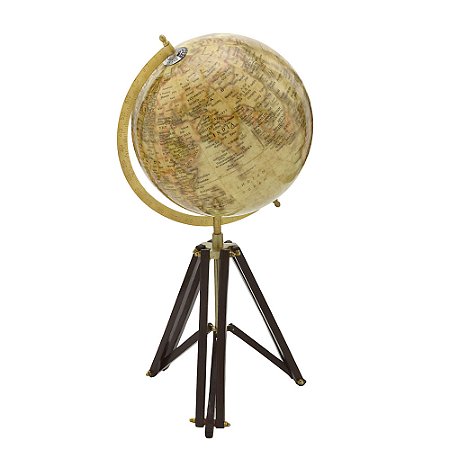 GLOBO TERRESTRE DECORATIVO BEGE DOURADO E MARROM 56,5CM