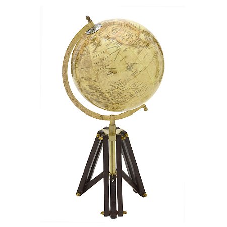 GLOBO TERRESTRE DECORATIVO BEGE DOURADO E MARROM 44,5CM