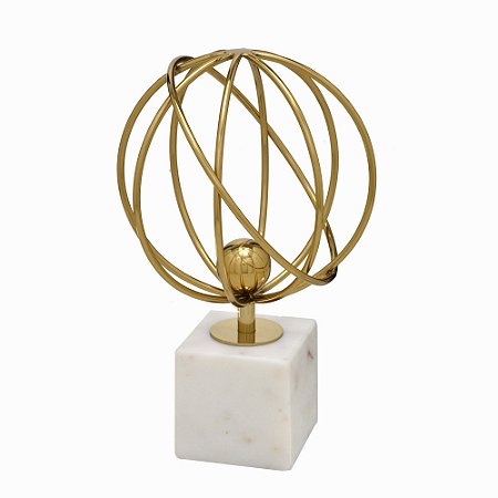 ESCULTURA ATOMO DECOR ACO INOXIDAVEL E MARMORE BR/DOUR 22cm