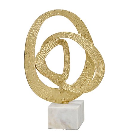 ESCULTURA ABSTRATA DECOR EM ALUMINIO E MARMORE BR/ DOUR 41cm