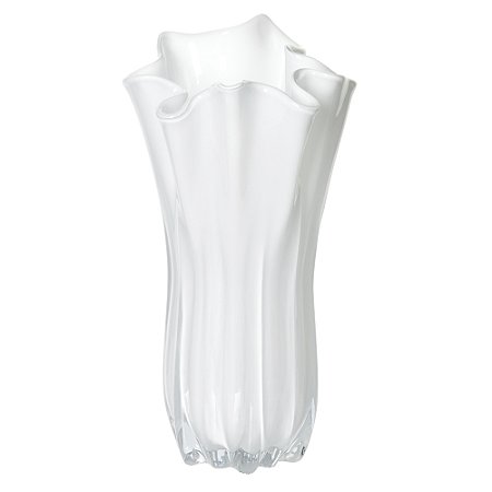 VASO DECORATIVO ESTILO MURANO EM VIDRO (BRANCO) 36cm
