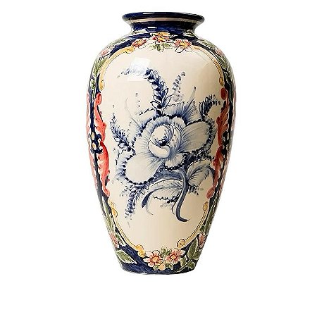VASO ALCOBACA MADALENA CERAMICA PINTADO A MAO LUIZ SALVADOR