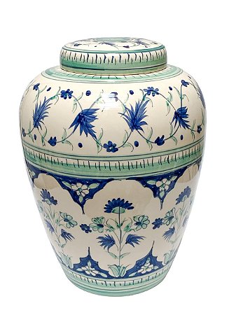POTE C/TAMPA CERAMICA PINTADO A MAO SICILIA LUIZ SALVADOR G