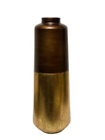 VASO EM METAL VINTAGE DOURADO COM MARROM 39CM
