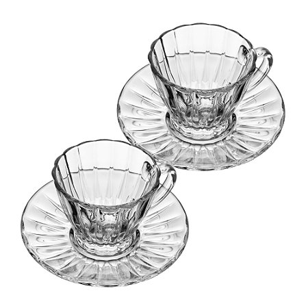 CJ 2 XICARAS CHA DE CRISTAL DE CHUMBO C/PIRES 180ML - LYOR