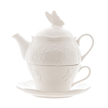 CJ 3PC P/CHA DE PORCELANA NEW BONE BUTTERFLY FLOWER - LYOR