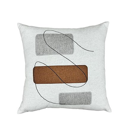 Almofada Bordada Abstrato Telha/Cinza 50x50cm Premium