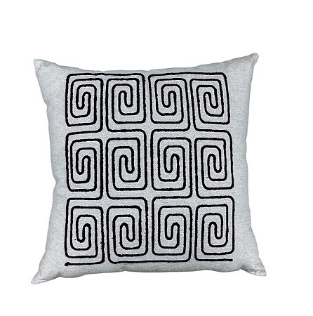 Almofada Quadrada Bordada Labirinto marinho 50x50cm Premium
