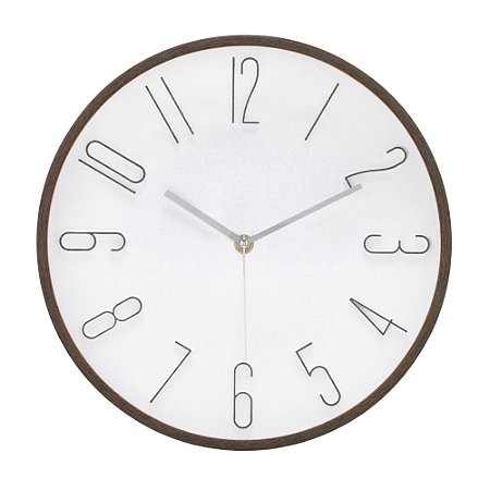 RELOGIO DE PAREDE BRANCO E MADEIRA E PRETO EM PLASTICO 31CM