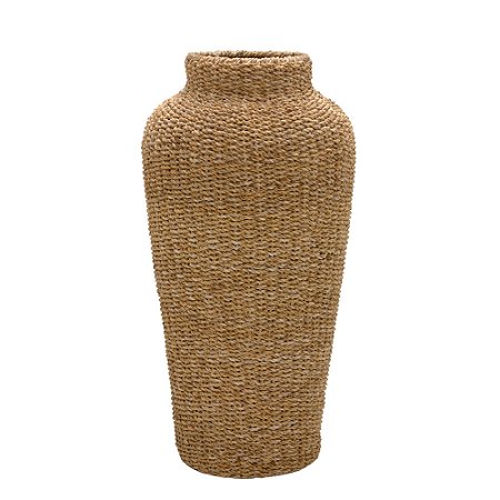 VASO DECORATIVO EM FERRO E RATAN NA COR MARROM 70cm
