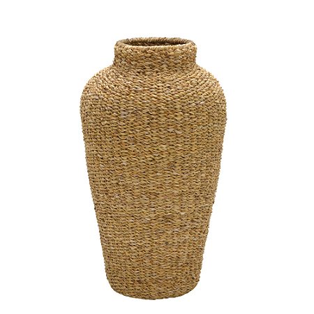VASO DECORATIVO EM FERRO E RATAN NA COR MARROM 54,5cm