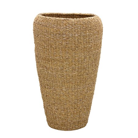VASO DECORATIVO DE CHAO EM FERRO E RATAN MARROM 70,5CM