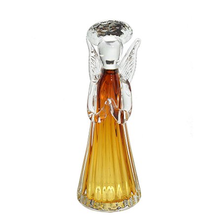ESCULTURA ANJO DECOR EM VIDRO AMBAR E TRANSPARENTE - 27CM