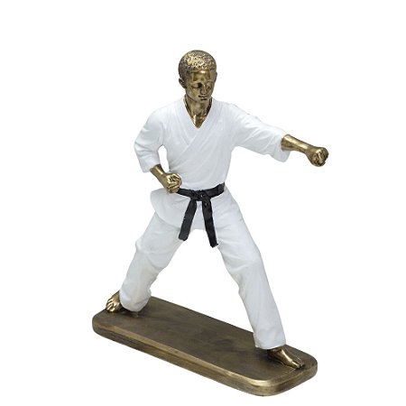 ESCULTURA DECOR LUTADOR JUDO EM RESINA BRANCO/DOUR - 23,5CM