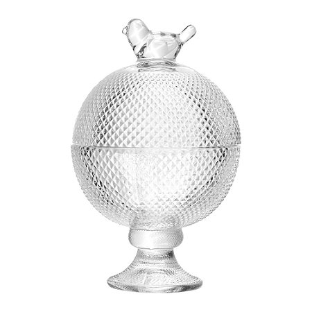 POTICHE BOMBONIERE DE CRISTAL CHUMBO C/PE BIRD 8,5CM X 13CM