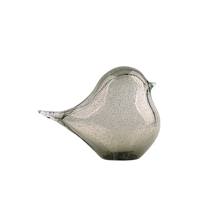 ESCULTURA PASSARO DECORATIVO EM VIDRO FUME - 16cm