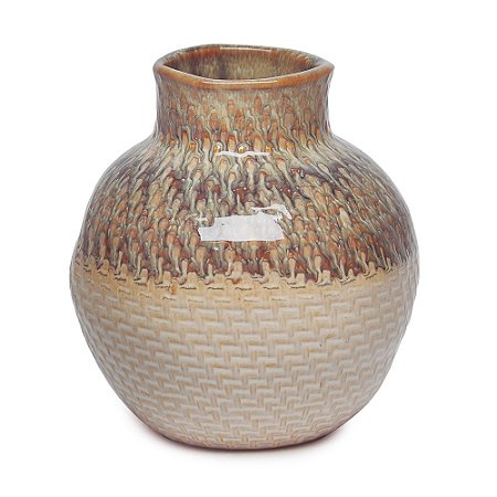VASO CERAMICA BEGE COM DESENHOS FRACTAIS 15CM