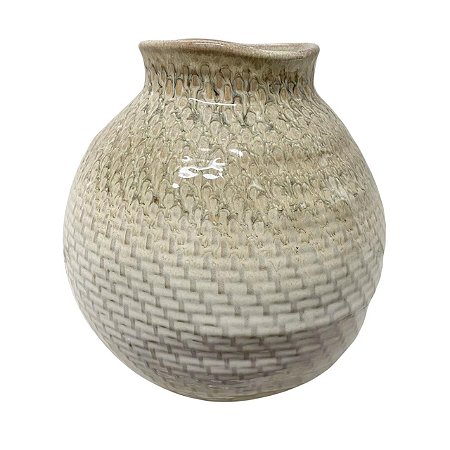 VASO CERAMICA BEGE COM DESENHOS FRACTAIS 18,5CM