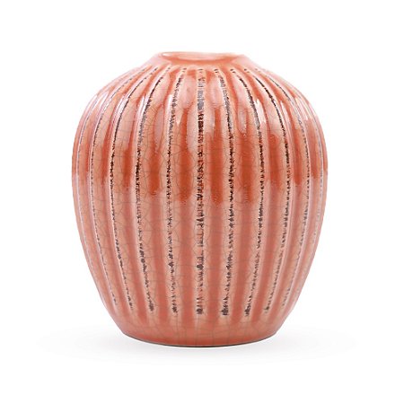 VASO CERAMICA ROSA LISTRADAS DECORATIVO 11CM