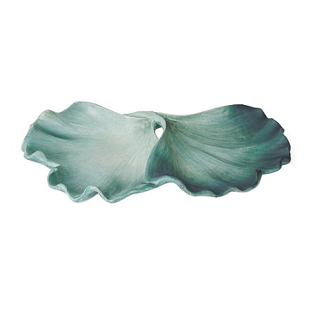 CENTRO DE MESA FOLHAS RESINA VERDE 43CM