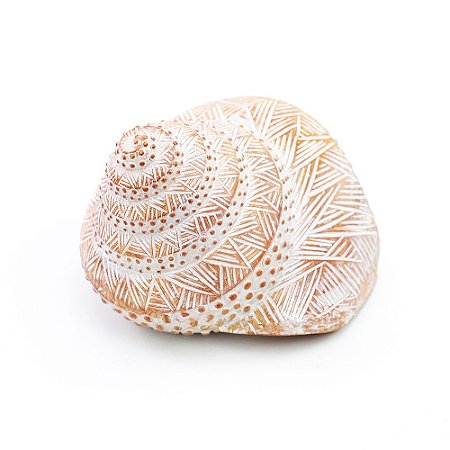 ESCULTURA CONCHA DECORATIVA EM RESINA BRANCA ESTAMPADA 10CM