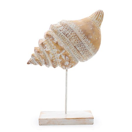 ESCULTURA DECORATIVA CONCHA DE CARACOL EM RESINA 30CM