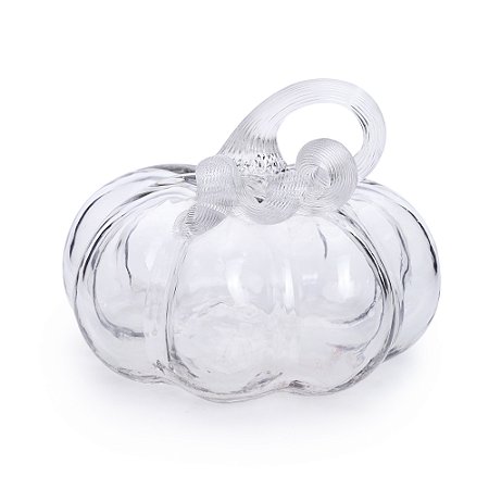 ESCULTURA DECORATIVA ABOBORA VIDRO TRANSPARENTE 21CM
