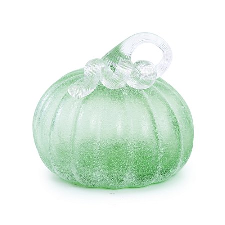 ESCULTURA DECORATIVA ABOBORA VIDRO VERDE 16CM