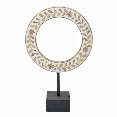 ESCULTURA DECORATIVA EM MADEIRA BR/MARROM/PRETO - 43,5CM