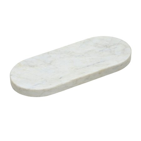 BANDEJA DECORATIVA EM MARMORE BRANCO E CINZA - 22,5CM