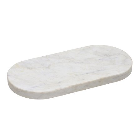 BANDEJA DECORATIVA EM MARMORE BRANCO E CINZA - 29,5CM