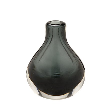VASO DECORATIVO EM VIDRO NA COR FUME - 14CM