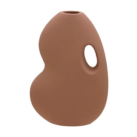 VASO DECORATIVO ORGANICO EM CERAMICA NA COR MARROM - 32CM