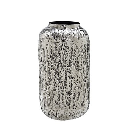 VASO DECORATIVO EM ALUMINIO NA COR PRATA 29cm