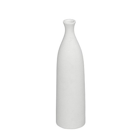 VASO GARRAFA DECORATIVO RISCATO EM CERAMICA BRANCO - 26CM