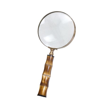 LUPA DECORATIVA EM RESINA E VIDRO MARROM E PRATA 23CM