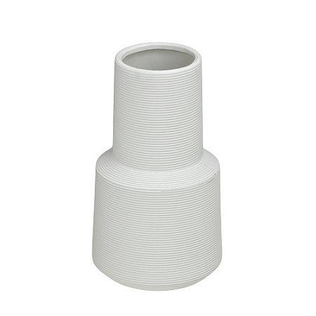 VASO DECORATIVO RISCATO EM CERAMICA NA COR BRANCO - 23cm