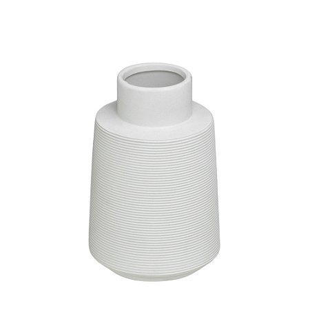 VASO DECORATIVO RISCATO EM CERAMICA NA COR BRANCO - 18cm
