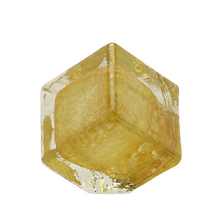 ESCULTURA DECORATIVA CUBO EM VIDRO AMBAR /TRANSPARENTE 9,5cm