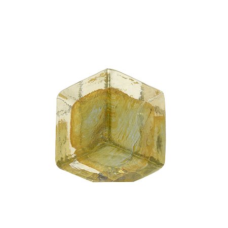 ESCULTURA DECORATIVA CUBO EM VIDRO AMBAR/TRANSPARENTE - 8CM