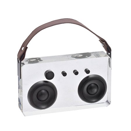 ESCULTURA RADIO DECORATIVO EM VIDRO TRANSPARENTE