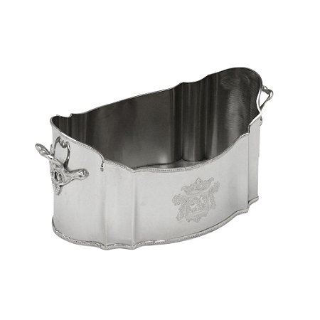 CENTRO DE MESA DECORATIVO EM METAL NA COR PRATA 15x32,5cm