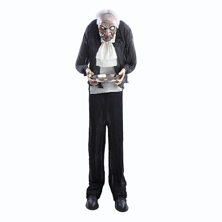 BONECO MORDOMO ALFRED 165CM LUZ/SOM/MOVIMENTO - HALLOWEEN