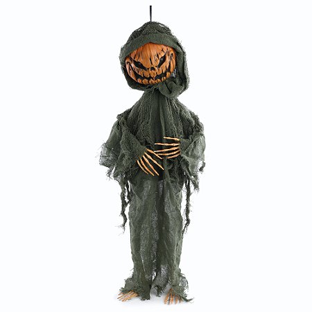 BONECO ABOBORA COM CAPUZ 90CM LUZ/SOM/MOVIMENTO - HALLOWEEN
