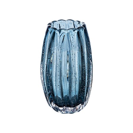 VASO DE VIDRO ITALY AZUL 9CM X 13CM LYOR