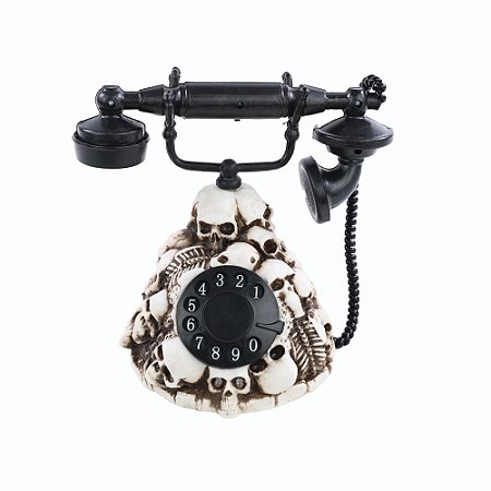 TELEFONE DECORATIVO CAVEIRAS LUZ E SOM 20x24CM - HALLOWEEN