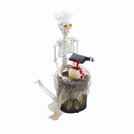 ESQUELETO DECOR CHEF DE COZINHA SOM/LUZ/MOVIMENTO 40CM HALLO