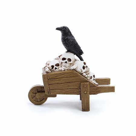 ESCULTURA DE RESINA CARRIOLA ASSOMBRADA HALLOWEEN