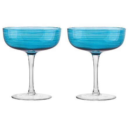 JG 02 TACAS PARA COQUETEL JOY EM VIDRO 325ML AZUL TURQUESA