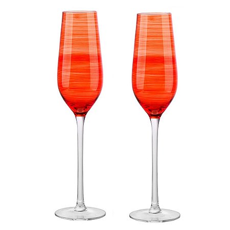 JOGO DE 2 TACAS PARA CHAMPANHE JOY EM VIDRO 250ML CORAL